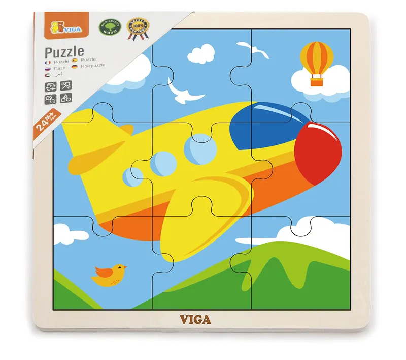 VIGA 51447 Puzzle Na Podkładce 9 Elementów - Samolot