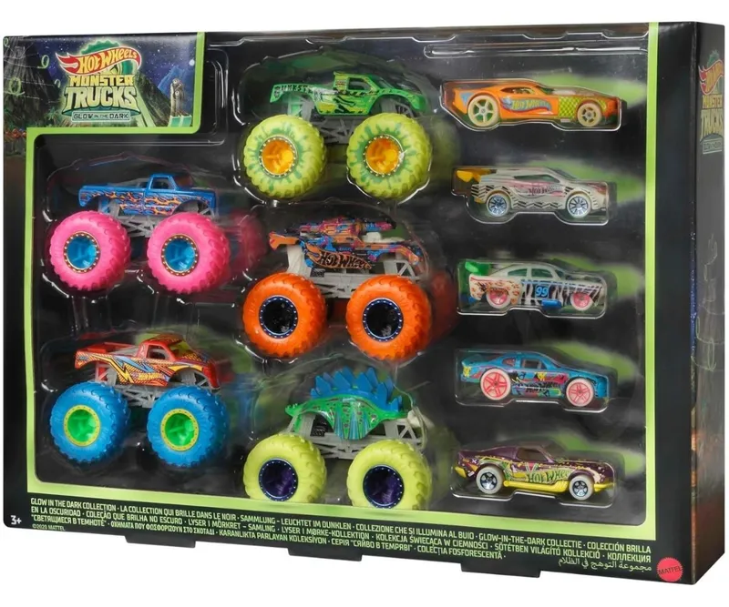 MATTEL HCB57 Hot Wheels Monster Trucks Zestaw Świecący W Ciemności