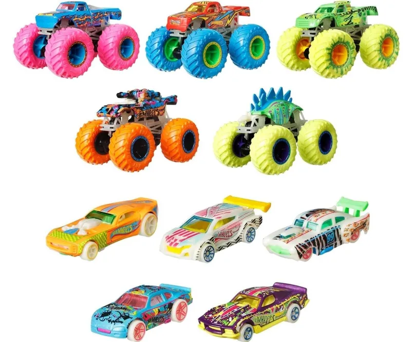 MATTEL HCB57 Hot Wheels Monster Trucks Zestaw Świecący W Ciemności