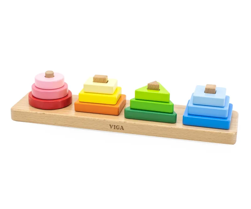 VIGA 44686 VIGA Klocki Z Sorterem Kształtów - Figury - Piramidki