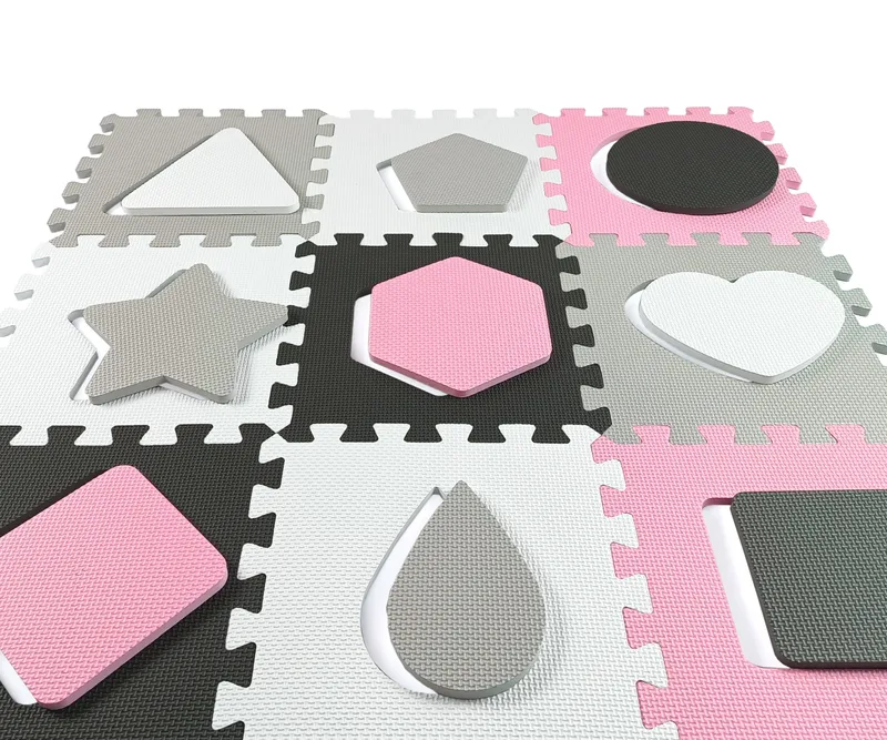 Mata Piankowa Puzzle Jolly 3x3 Shapes MILLY MALLY - Pink Grey
