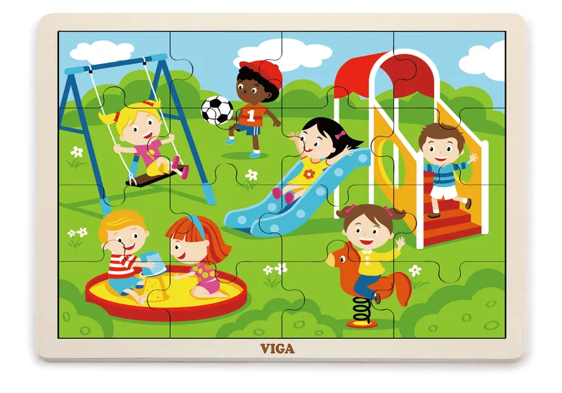 VIGA 51454 Puzzle Na Podkładce 16 Elementów - Plac Zabaw