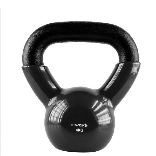 KNV04 Black Kettlebell Żeliwny Pokryty Winylem Hms