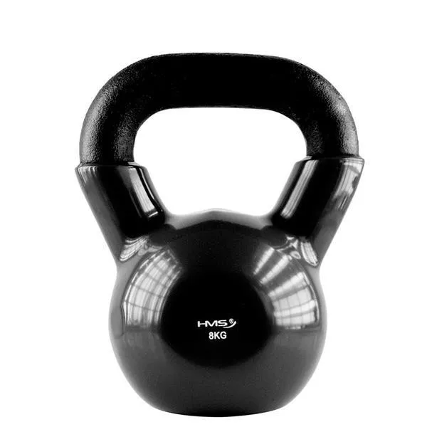 KNV08 Black Kettlebell Żeliwny Pokryty Winylem Hms