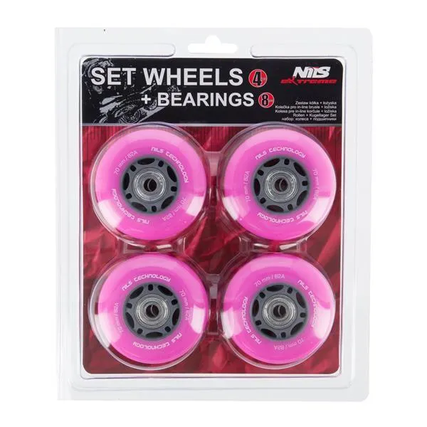 PU 70x24 82A (4szt.) + ABEC-7 (8szt.) ZESTAW NILS EXTREME - Różowe
