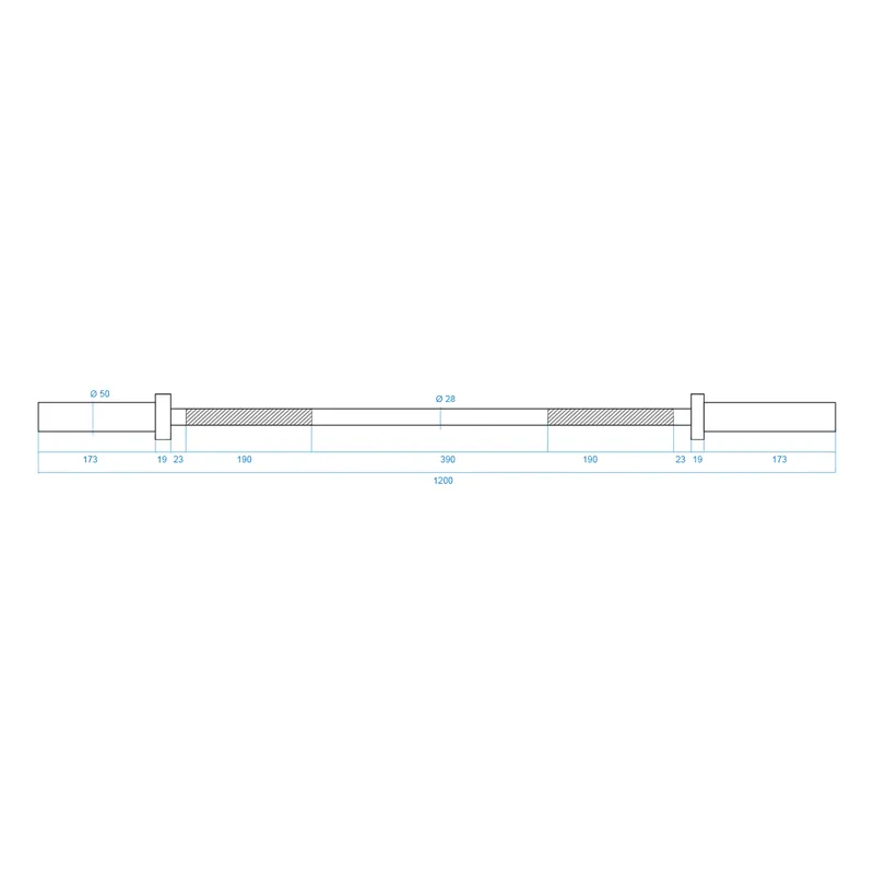 GO160 Gryf Prosty Olimpijski 120 cm Z Zaciskami Lock Jaw Hms Premium
