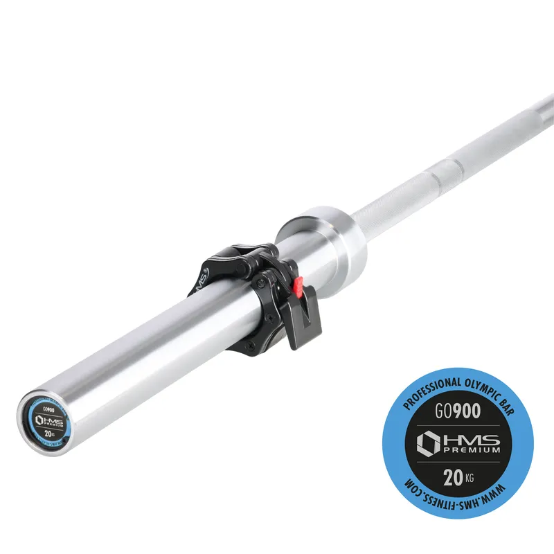 GO900 Gryf Olimpijski 220 cm Hms Premium + ZG1500 Silver Zaciski Lock Jaw (2 Szt)