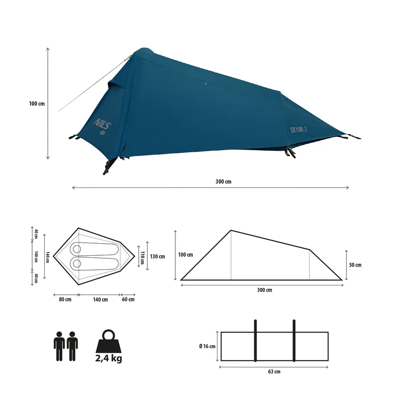 NC2502 Namiot Ultra Light Skyair 2 NILS Camp - Niebieski