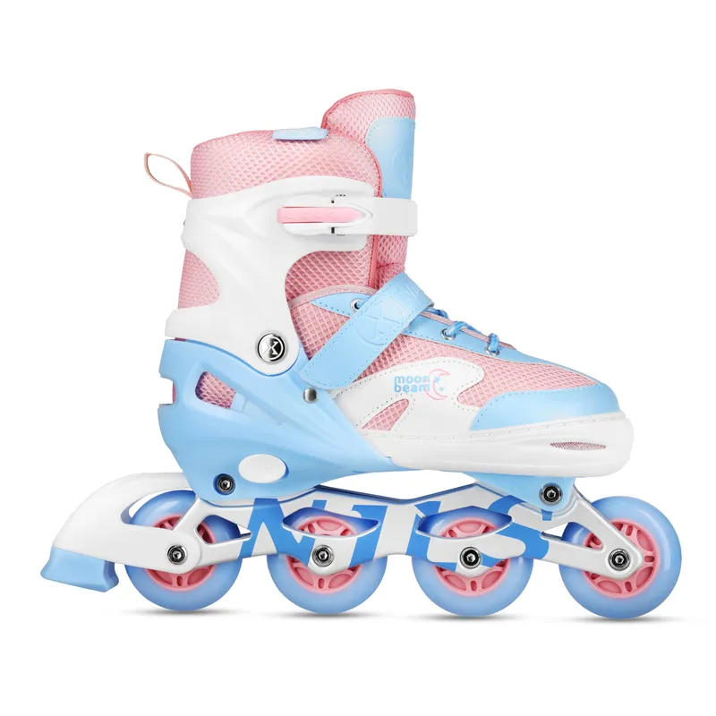 NA0189 Zestaw LED Łyżworolki Ochraniacze Moonbeam Rozm. S(31-34) NILS Extreme - Białe