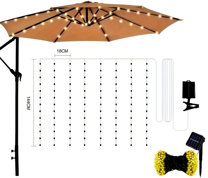 Oświetlenie Solar Parasola Ogrodowego 5m 72LED