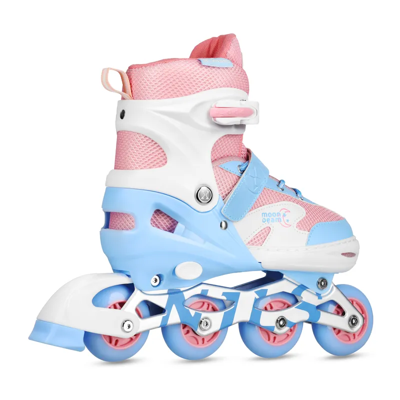 NA0189 Zestaw LED Łyżworolki Ochraniacze Moonbeam Rozm. L(39-42) NILS Extreme - Białe