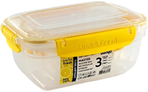Kpl. Pojemników Prostokątnych MASTER 3 Cz /400,800,1400 ml