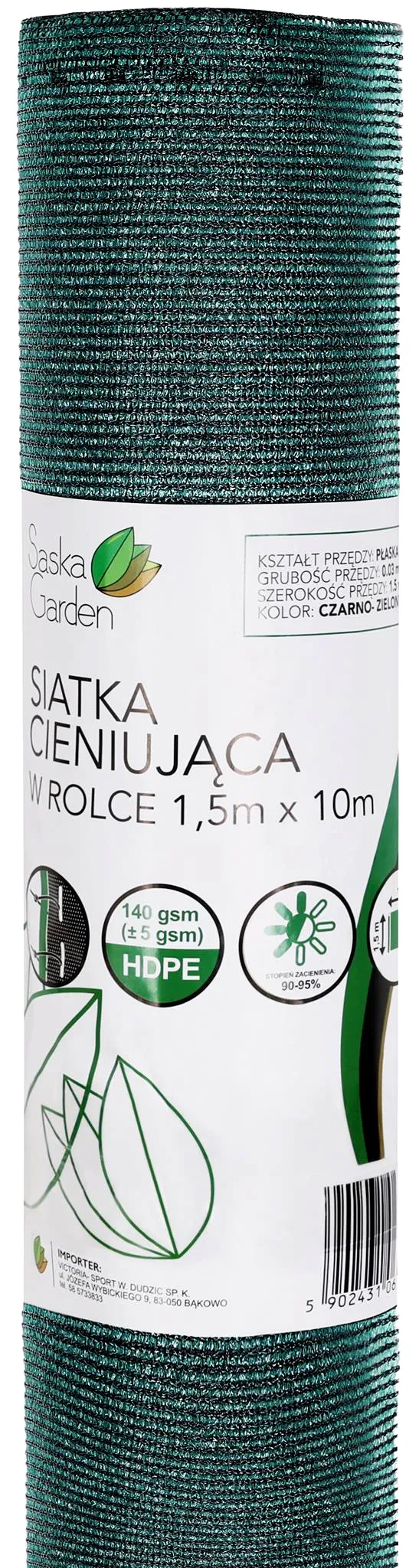 Siatka Cieniująca 140g/m² 1.5x10m Ciemno - Zielona