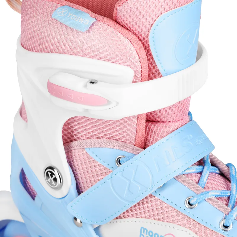 NA0189 Zestaw LED Łyżworolki Ochraniacze Moonbeam Rozm. L(39-42) NILS Extreme - Białe