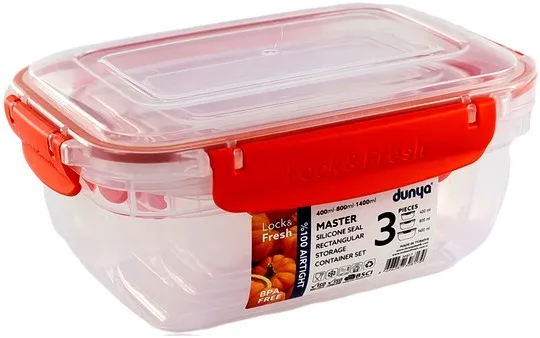 Kpl. Pojemników Prostokątnych MASTER 3 Cz /400,800,1400 ml