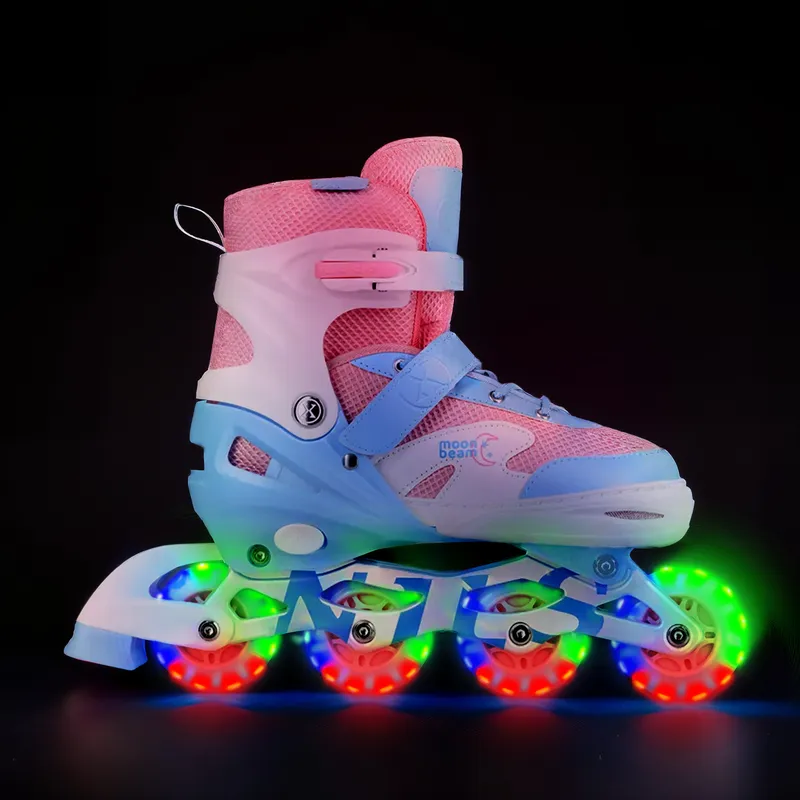 NA0189 Zestaw LED Łyżworolki Ochraniacze Moonbeam Rozm. S(31-34) NILS Extreme - Białe