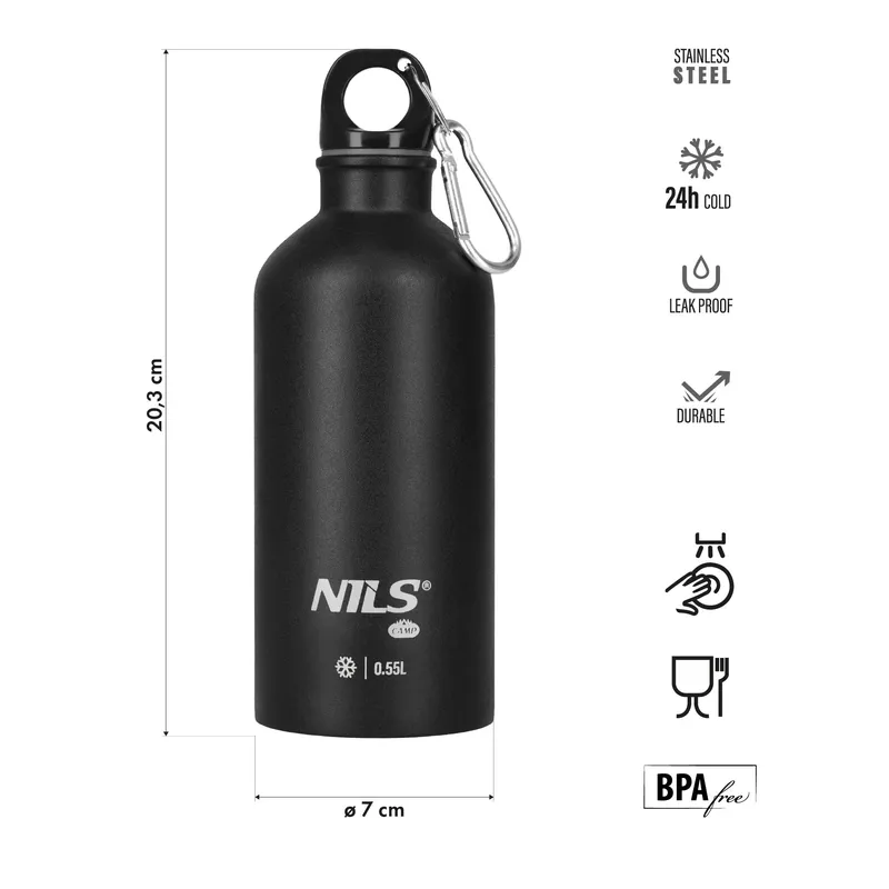 NC3801 Butelka Turystyczna 550ml NILS Camp - Czarna