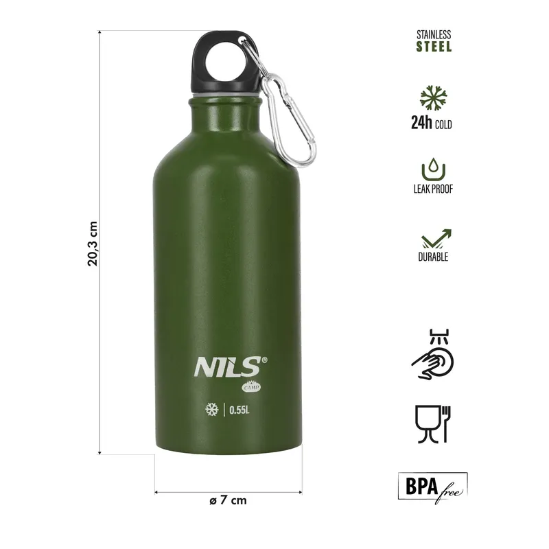 NC3801 Butelka Turystyczna 550ml NILS Camp - Zielona