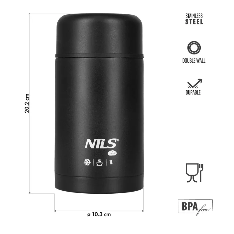 NC3802 Termos Obiadowy 1000ml NILS Camp - Czarny