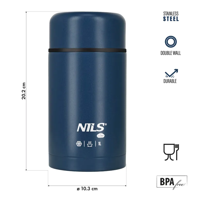 NC3802 Termos Obiadowy 1000ml NILS Camp - Niebieski
