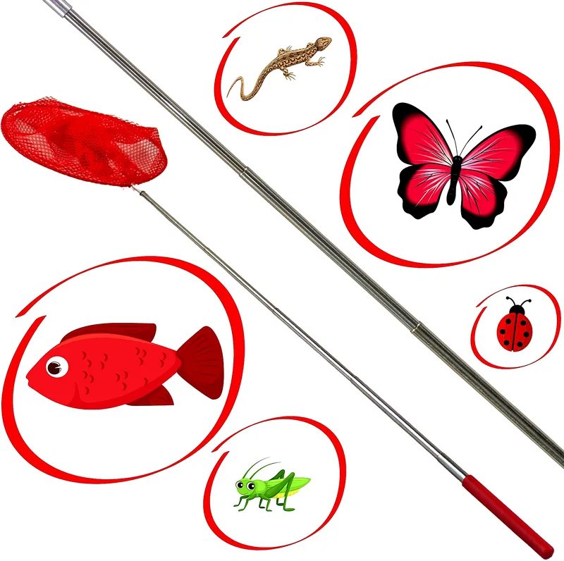 Siatka Na Motyle Owady Składana Teleskopowa 38,5-86CM - Czerwona