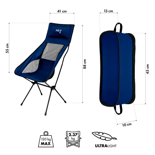 NC3322 Krzesło Składane Ultralight NILS Camp - Granatowe