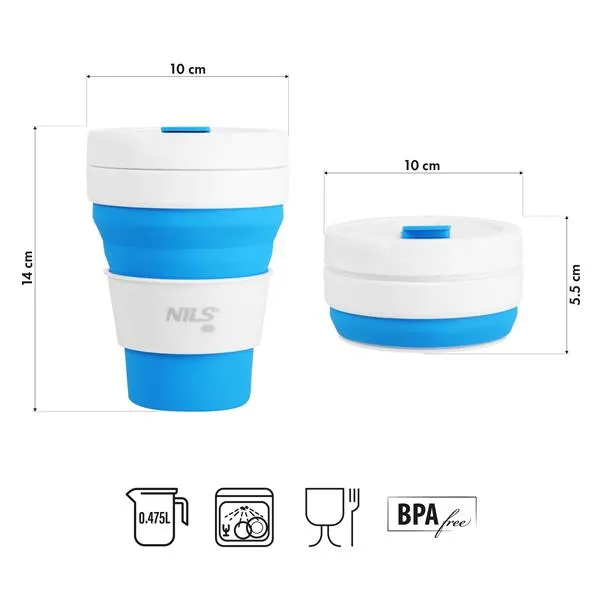 NC4103 Kubek Silikonowy Składany 475ml NILS Camp - Niebieski