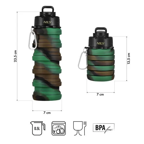 NC4106 Bidon Silikonowy Składany 500ml NILS - Zielony