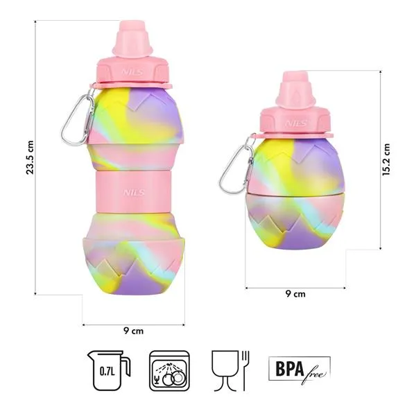 NC4102 Bidon Silikonowy Składany 700ml NILS - Różowy