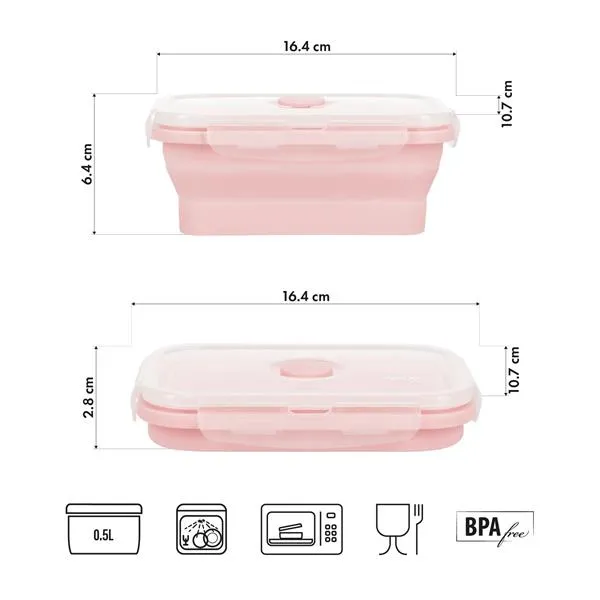 NC4105 Pojemnik/Lunch Box Składany 500ml NILS Camp - Różowy