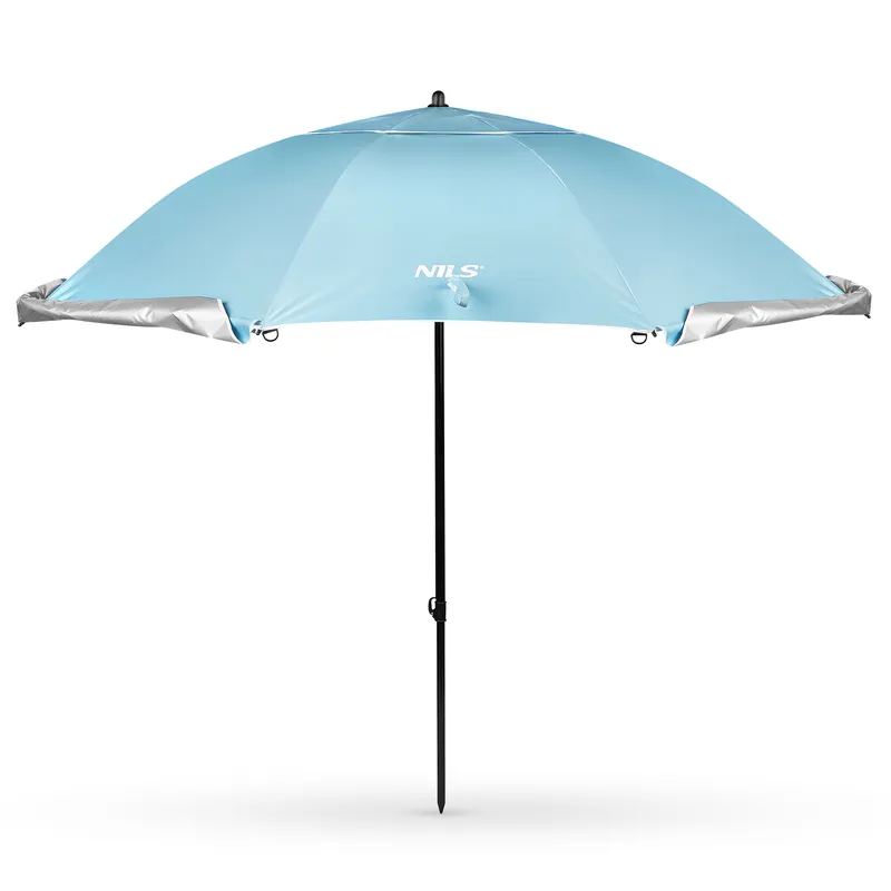 NC17114 Parasol/Parawan Plażowy 2w1 XXL 240 cm NILS - Niebieski