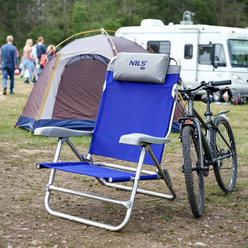 NC3502 Krzesło Turystyczne Składane NILS Camp - Niebiesko-Szare