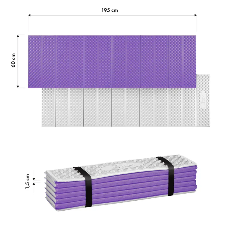 NC17103 Karimata Składana Turystyczna Z Podbiciem Aluminiowym + Xpe 195 cm NILS Camp - Fioletowa