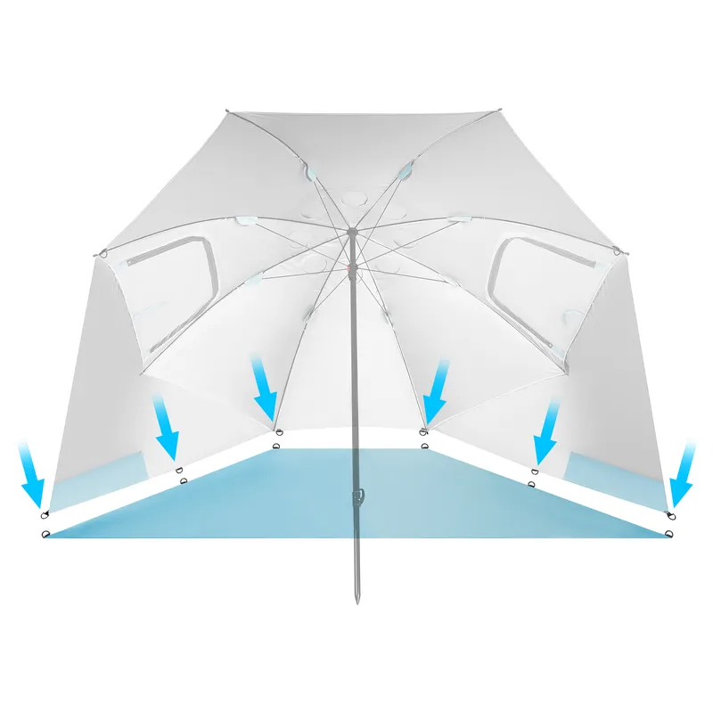 NC17114 Parasol/Parawan Plażowy 2w1 XXL 240 cm NILS - Niebieski