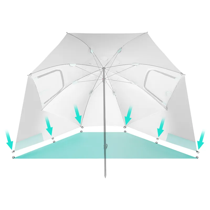 NC17114 Parasol/Parawan Plażowy 2w1 XXL 240 cm NILS - Zielony