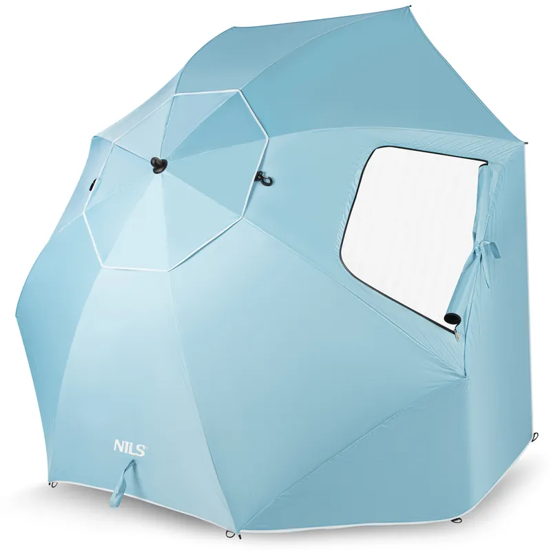 NC17114 Parasol/Parawan Plażowy 2w1 XXL 240 cm NILS - Niebieski