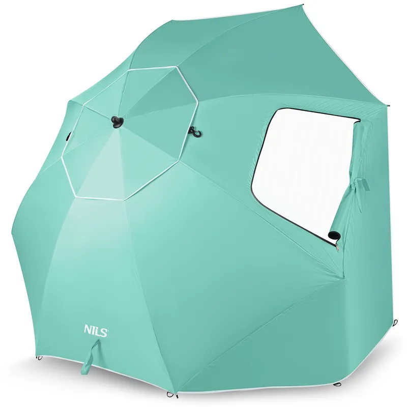 NC17114 Parasol/Parawan Plażowy 2w1 XXL 240 cm NILS - Zielony