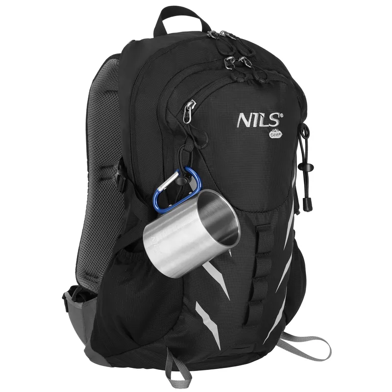 NC17110 Kubek Kempingowy Z Karabińczykiem 300 ml Stal Nierdzewna NILS Camp - Niebieski