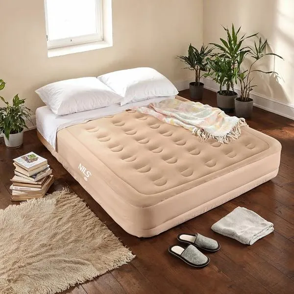 NC2808 Materac Dwuosobowy King Size + Pompka Elektryczna NILS Camp - Beżowy