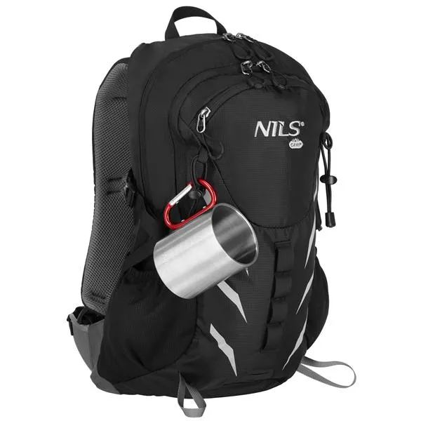 NC17110 Kubek Kempingowy Z Karabińczykiem 300 ml Stal Nierdzewna NILS Camp - Czerwony