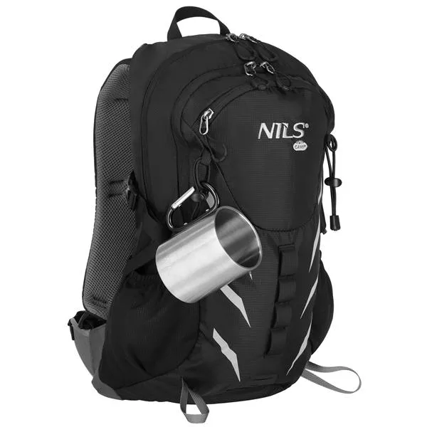 NC17110 Kubek Kempingowy Z Karabińczykiem 300 ml Stal Nierdzewna NILS Camp - Czarny