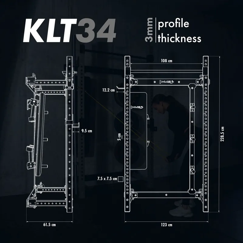 KLT34 Wielofunkcyjna Klatka Treningowa Składana Grey Hms