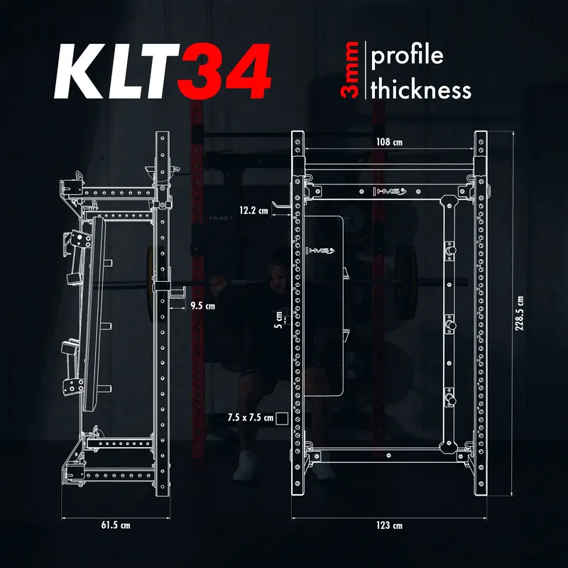 KLT34 Wielofunkcyjna Klatka Treningowa Składana Red Hms