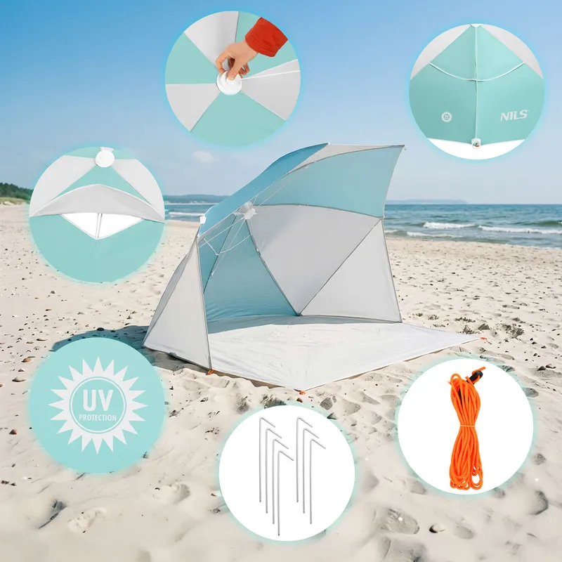 NC4803 Parasol - Parawan Plażowy 2 w 1 NILS