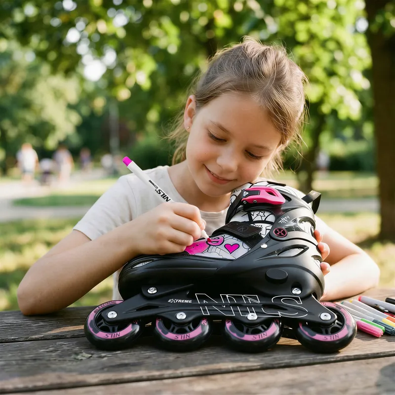 NH10907 4w1 Łyżworolki Z Wym. Płozą Hokejową Tinty Rozm. S(31-34) NILS Extreme - Różowe