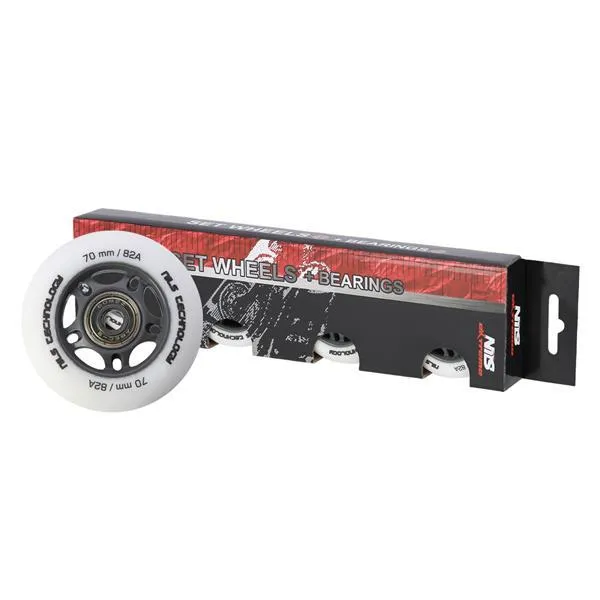 Pu 70x24 82A Matowe (4 Szt.) + ABEC-9 (8 Szt.) Zestaw NILS Extreme - Białe