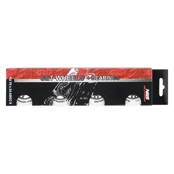 Pu 70x24 82A Matowe (4 Szt.) + ABEC-9 (8 Szt.) Zestaw NILS Extreme - Białe