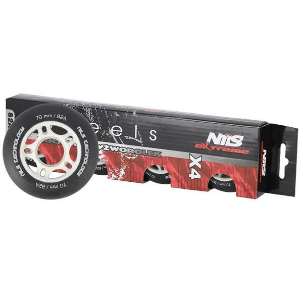 PU 70x24 82A MATOWE Kółka (4 Szt.) NILS EXTREME - CZARNE