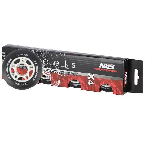 PU 72x24 82A MATOWE Kółka (4 Szt.) NILS EXTREME - CZARNE