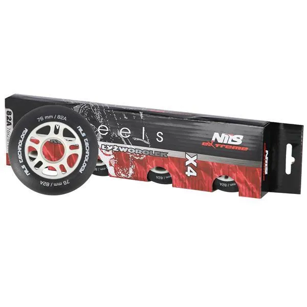 PU 76x24 82A MATOWE Kółka (4 Szt.) NILS EXTREME - CZARNE